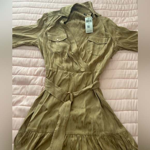 NWT Lauren Ralph Lauren Jacquard Shirtdress in Tan color - Picture 2 of 16